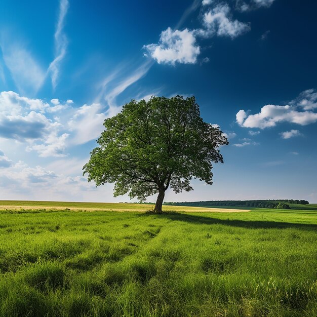 Photo beautiful tree in the middle of a field