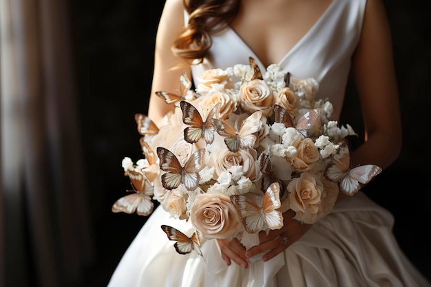 Beautiful trendy butterfly bouquet wedding