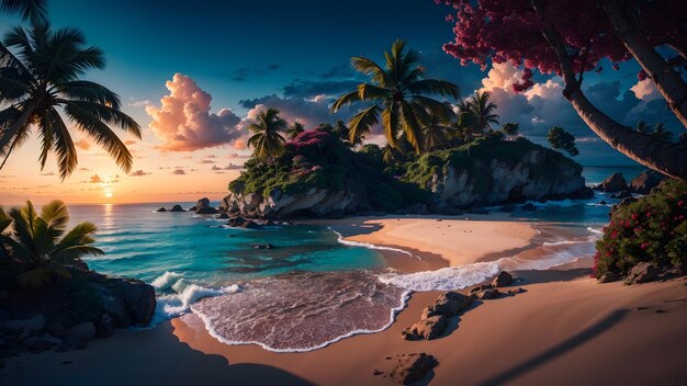 Photo beautiful tropical beach landscape background generative ai