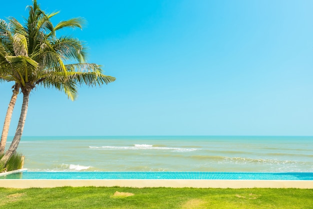 Beautiful tropical beach for relaxation with swimming pool