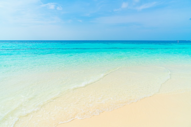 美しい熱帯のビーチの海と背景の青い空