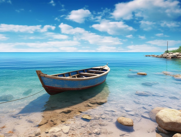 Beautiful tropical beach sea ocean with boat