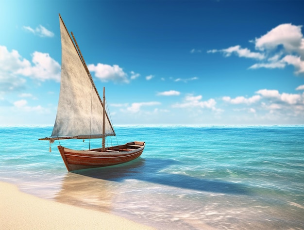 Beautiful tropical beach sea ocean with boat