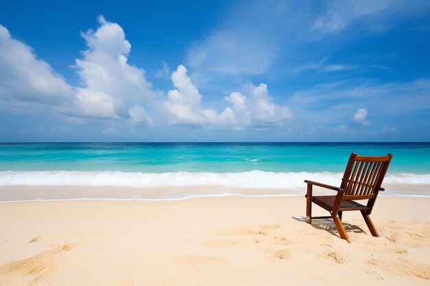 Beautiful tropical beach and sea with chair on blue sky