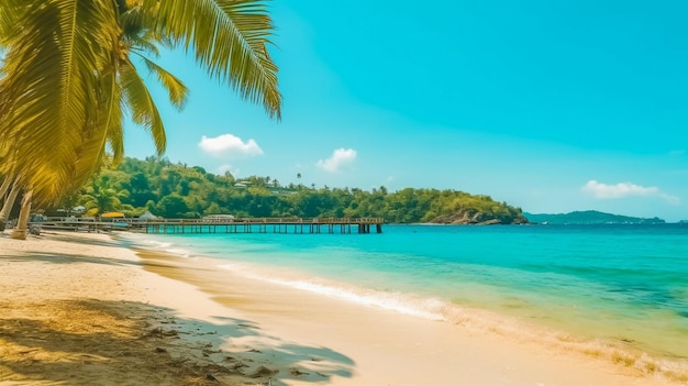 beautiful tropical beach and sea with coconut palm tree in paradise island