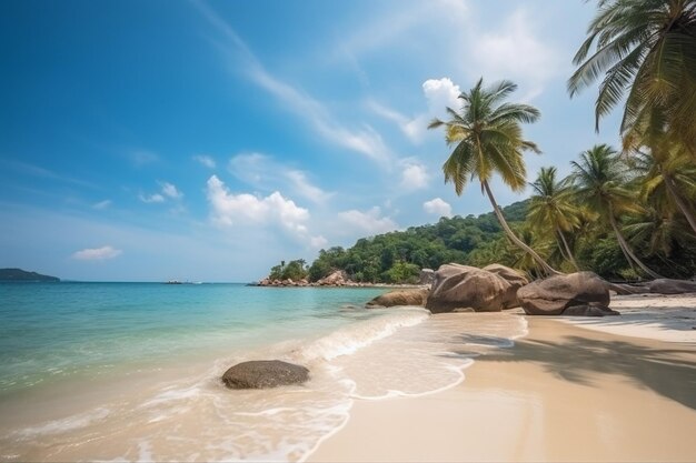 Beautiful tropical beach and sea with coconut palm tree