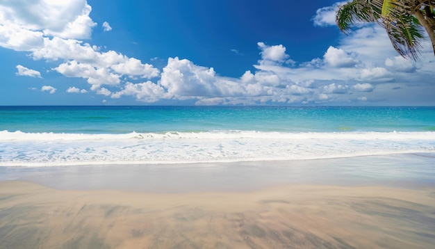 Beautiful tropical beach with blue sky and white clouds abstract texture background