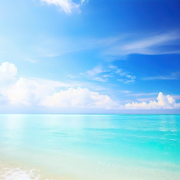 Beautiful tropical beach with blue sky and white clouds abstract texture backgroundGenerative AI