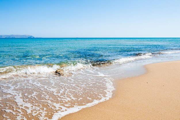 Beautiful tropical beach with turquoise water and white sand. Crete island, Greece