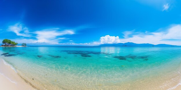 Beautiful tropical eaches and sea on blue background for wallpaper design Travel background Tropical beach