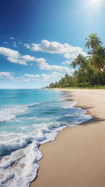 Photo beautiful tropical empty beach sea ocean with cloud on blue sky background