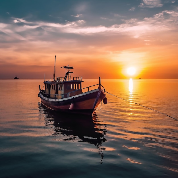 美しい熱帯風景の夕暮れ AIが生成した画像