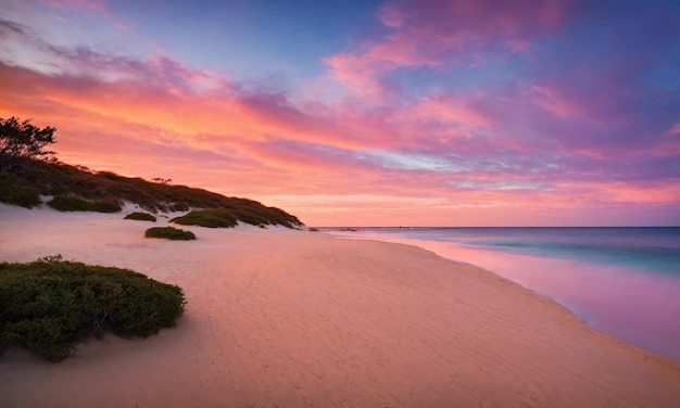 Красивый тропический закат Белый песок вид на море с горизонтом красочный сумерки небо спокойствие и расслабление