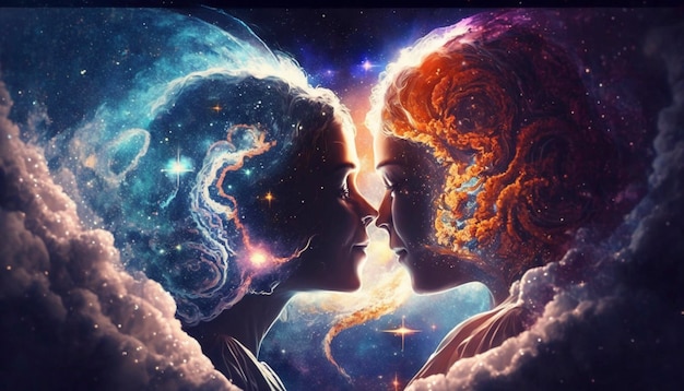 Beautiful true love Cosmic love Eternal love loving soulsGenerative AI