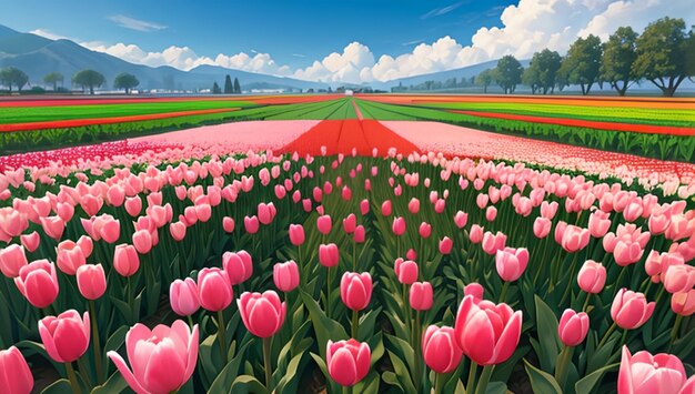 Beautiful tulip fields for wallpaper