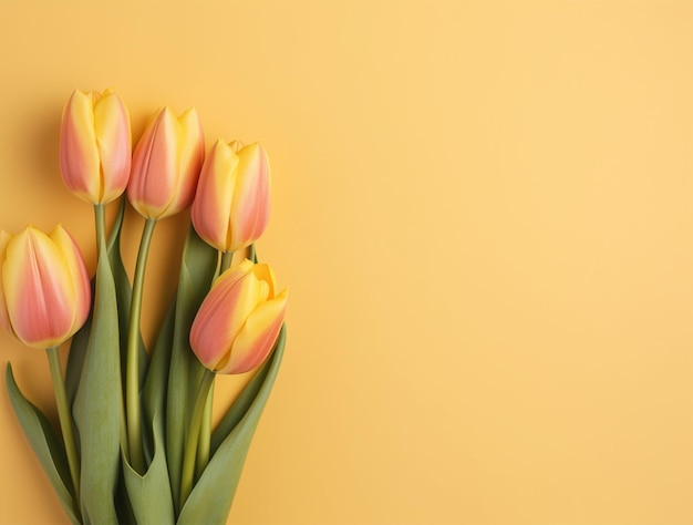 Красивые цветы тюльпанов с копией Пространство фона сверху Пространство для текста