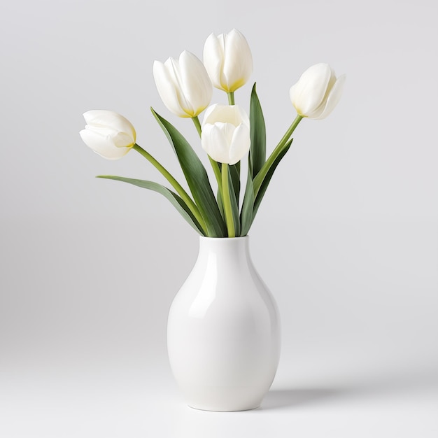 Photo beautiful tulip in white vase white background