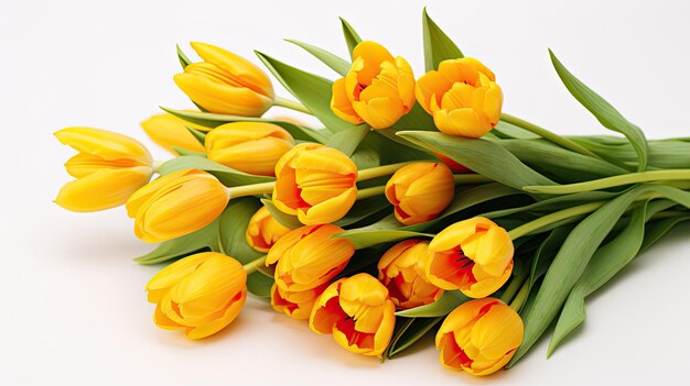 Beautiful tulips bouquet isolated on white background