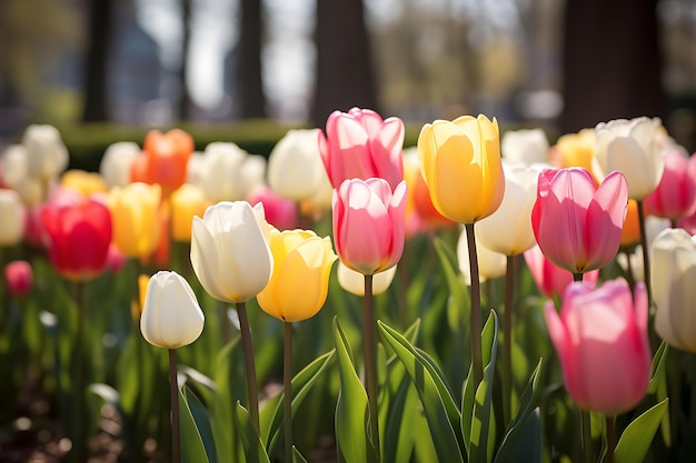 Beautiful tulips in the garden beautiful tulips in the garden beautiful bouquet of tulips colo