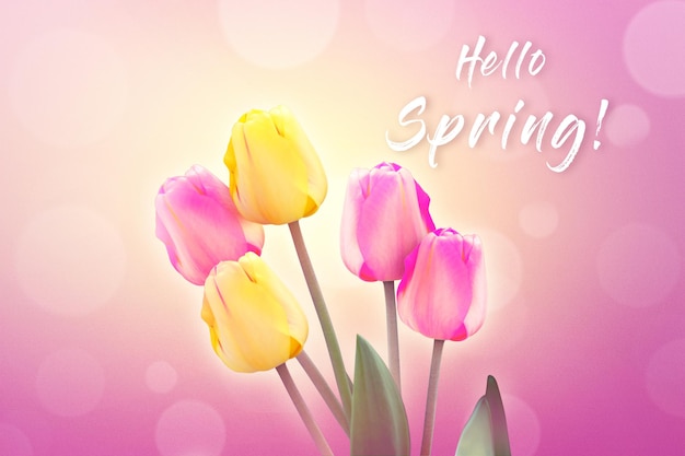 Webバナーとカードデザインの美しいチューリップ春の自然の背景