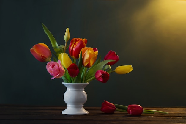 Beautiful tulips in vase