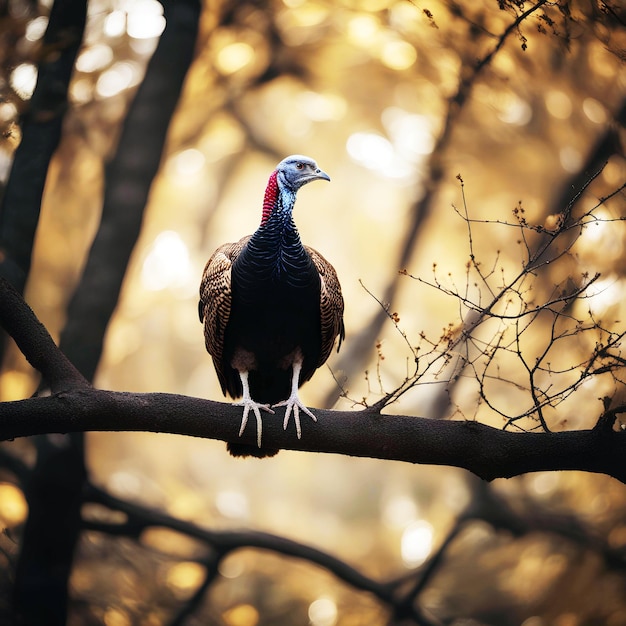 樹枝の上に座っている美しいタルキーの鳥 AI生成