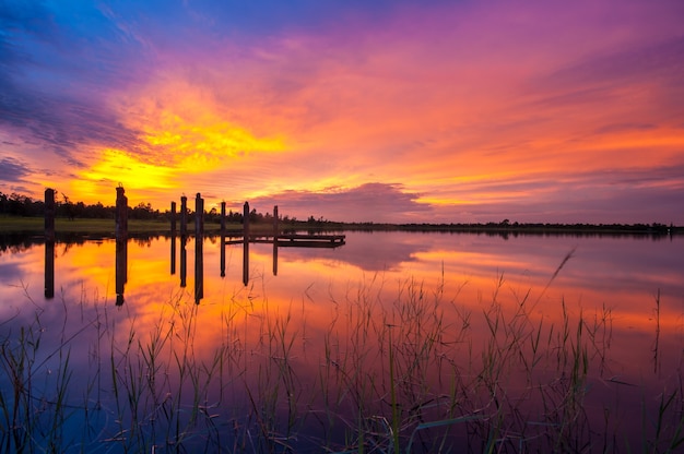 Beautiful twilight sky with cloud before sunset morning background image