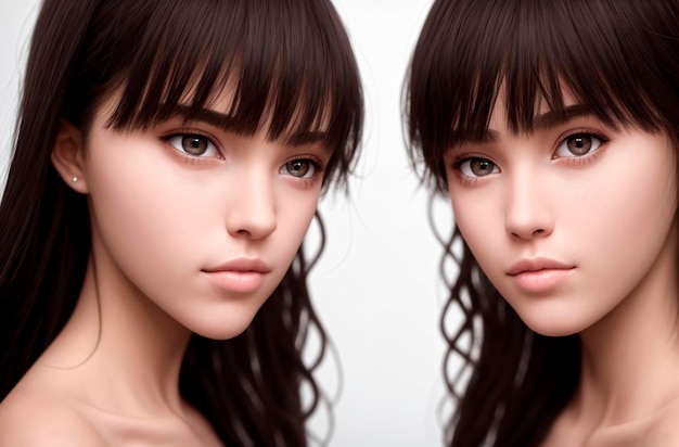 Beautiful twin girls Generative AI