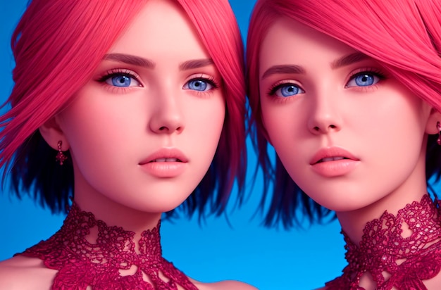 Beautiful twin girls Generative AI