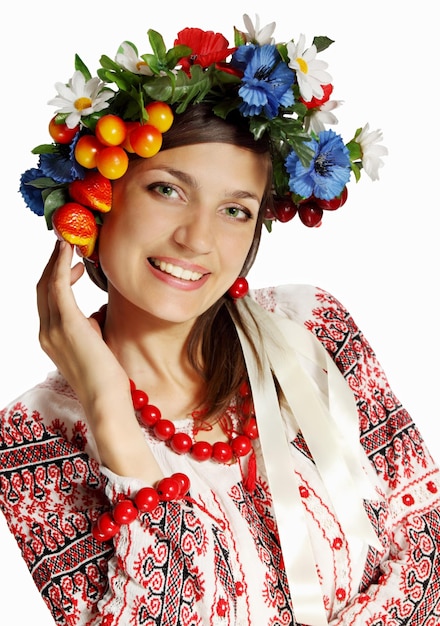 Beautiful Ukrainian embroidered shirt and a wreath