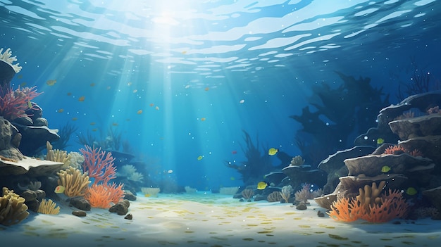 beautiful underwater background with sandy sea bottom