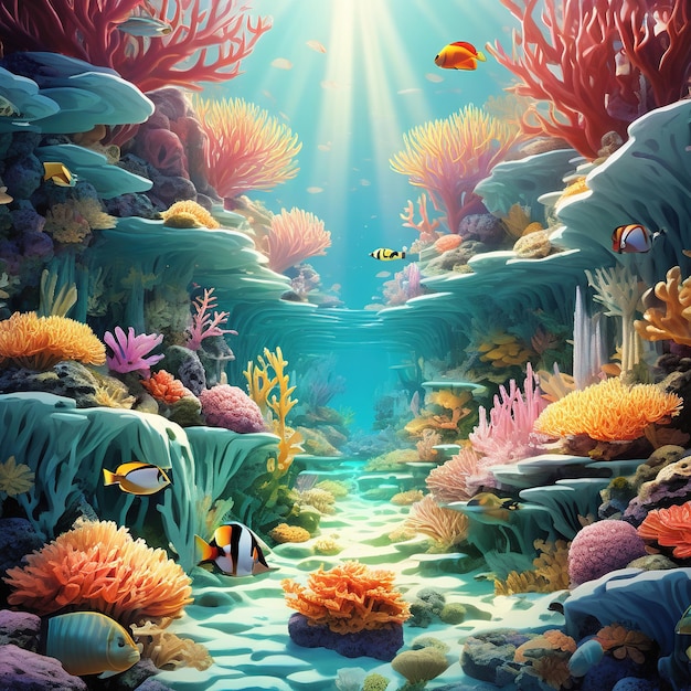 Beautiful underwater image with fish in the ocean generative ai