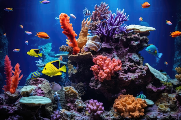 beautiful underwater scenery with various types of fish