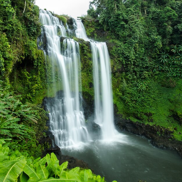 Beautiful Unesco Tad Yueang Waterfall in southern Laos