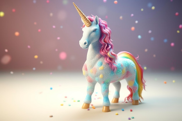 Beautiful unicorn with light colors AI Generative