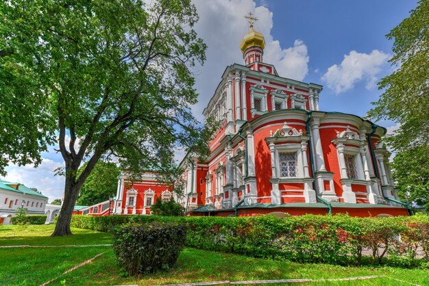 The beautiful Uspensky Church with refectory of Novodevichy Convent in Moscow Russia