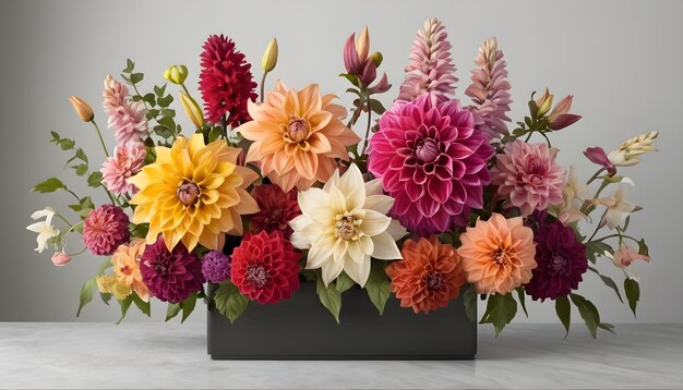 Photo beautiful vase of colorful flowers