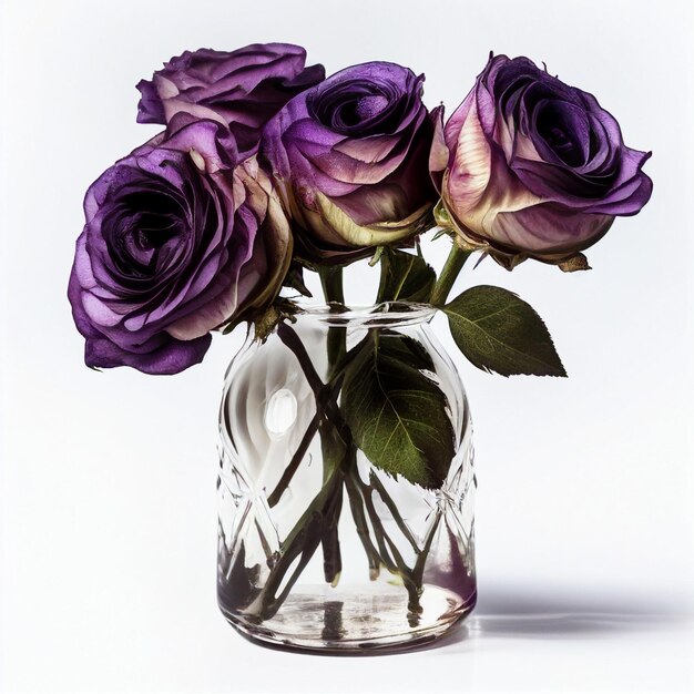 красивая ваза с разноцветными розами