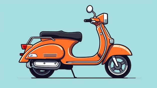 Beautiful vector art line of moped side view