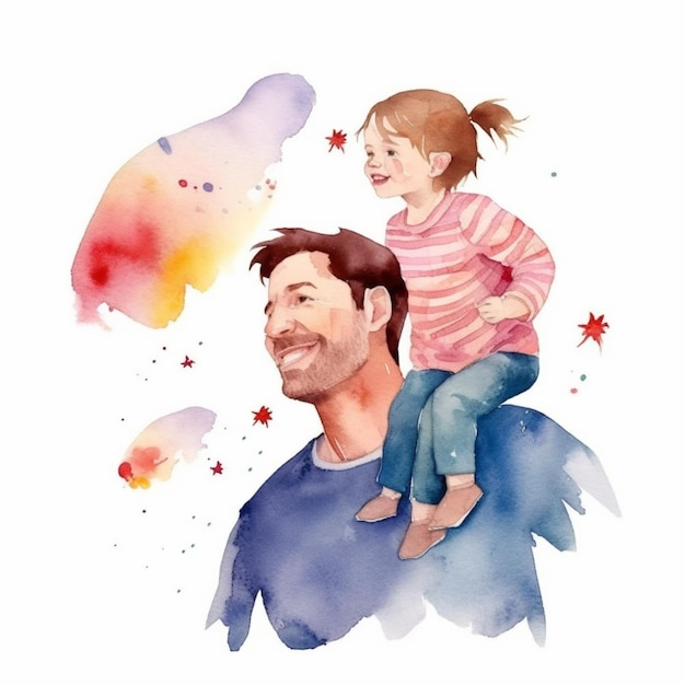 A beautiful vector depiction of a father and kid with a sense of closeness