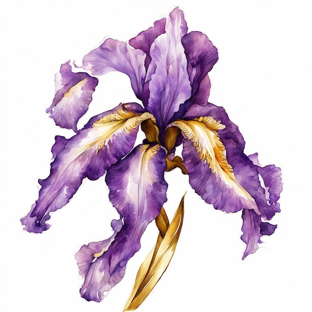 Beautiful vector image with nice watercolor iris flowers on white background