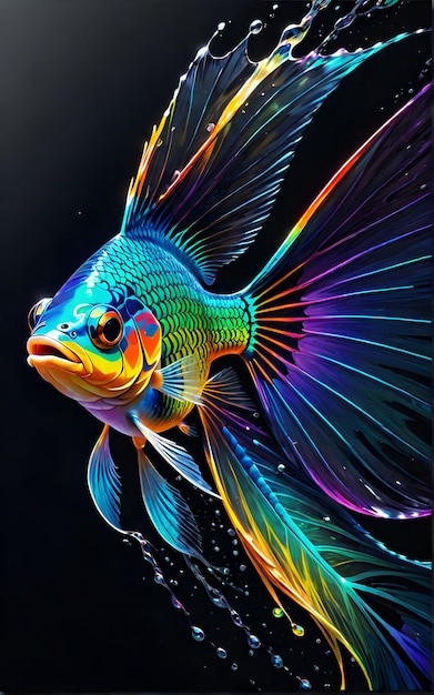 Premium Photo  Beautiful veil tail colorful fish