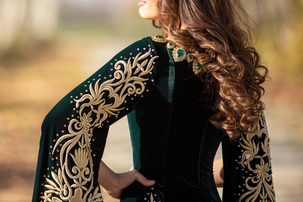 Beautiful velvet dress with gold embroidery