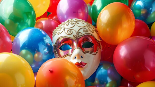 Foto una bellissima maschera di carnevale veneziana con intricate decorazioni dorate