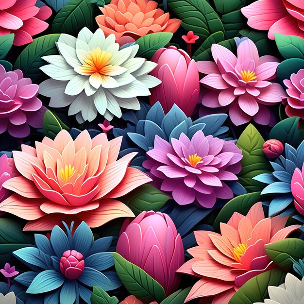 Beautiful vibrant Colorful Flowers Closeup of flowersGenerative Ai
