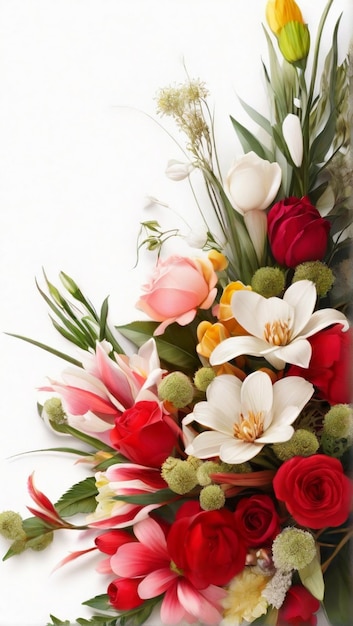 Foto buon e vibrante bouquet di fiori eleganti isolati su sfondo bianco