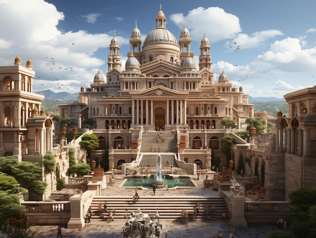 고대 로마 건축의 아름다운 전망 고대 도시 생성 AI