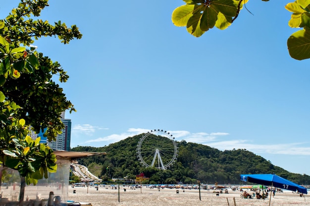 Beautiful view of the beach and Big Wheel of Balneario CamboriuBrazil