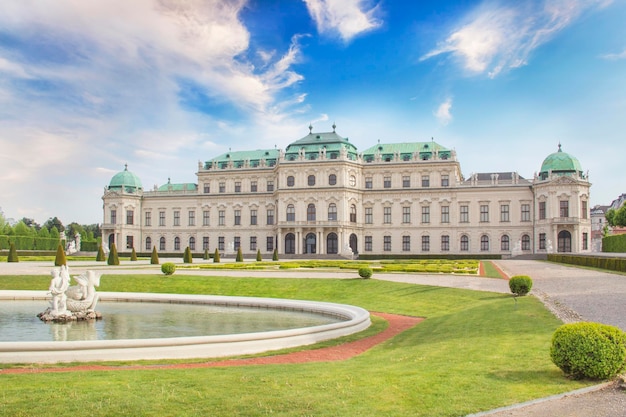 Beautiful view of the Belvedere Palace in Vienna, Austria