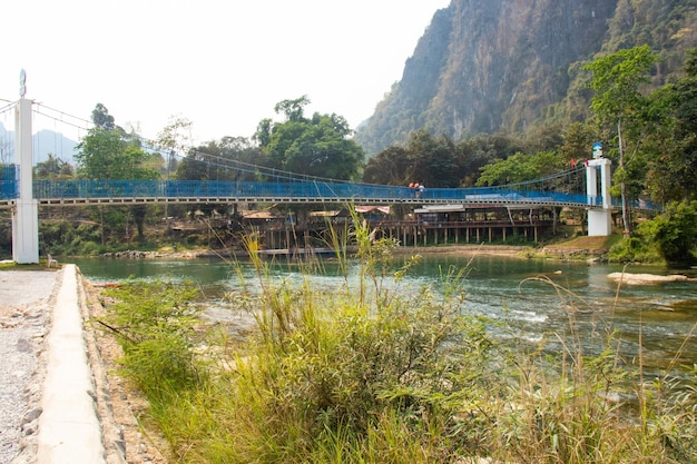 Vang Vieng Laos에 위치한 Blue Bridge의 아름다운 전망